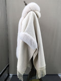 genuine natural fox fur shawl with tassel half sleeve fox fur cuffs big size - LVCOMEFF