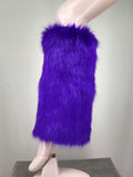 faux fur leg warmer 2023 y2k furry Women Fuzzy Long Boot Cuff Covers pink - LVCOMEFF