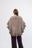 knitted mink fur shawl cape with falbalafor dinner party 210717