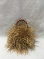 natural ostrich feather mini handbag 210715 furry flufffy