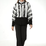 striped real rex rabbit coat with wool 100% hem 220612 patchwork 2023 luxury
