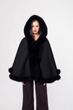 Wool coat 100% content shawl, hat with fox fur brim 210731