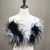 natural ostrich feather bra with diamond shoulder strap 2023 sexy fluffy free shipping