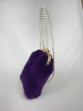 reall mink fur mini purse wallet phone handbag with pearl chain purple 2023 - LVCOMEFF