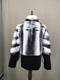 striped real rex rabbit coat with wool 100% hem 220612 patchwork 2023 luxury