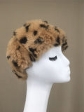 real rabbit fur rex rabbit fur beret hat with Leopard print and Polka dots 2023