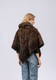 genuine mink fur poncho pullover knitted with high collar sleeveless sweater free shipping