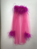 Women Ostrich Feather Sheer Mesh Pullover Top Oversized Long Sleeve T Shirt 2023 - LVCOMEFF