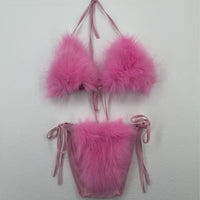 faux fur  bikini 2023 furry sexy free size plus size fuffy