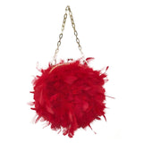 real turkey feather handbag mini 2023 luxurious purse party flower pink color - LVCOMEFF