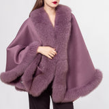 100% content wool coat  shawl with fox hair collar 210730