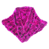 knitted rex rabbit fur shawl cape with rose flower falbala for dinner party - LVCOMEFF