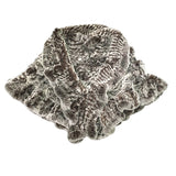knitted rex rabbit fur shawl cape with rose flower falbala for dinner party - LVCOMEFF