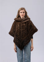 genuine mink fur poncho pullover knitted with high collar sleeveless sweater free shipping