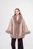 100% content wool coat  shawl with fox hair collar 210730