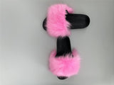faux fur pink color slippers sandals 2023 y2k furry pink blue purple color - LVCOMEFF