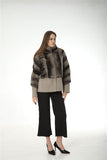 striped real rex rabbit coat with wool 100% hem 220612 patchwork 2023 luxury