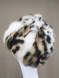 real rabbit fur rex rabbit fur beret hat with Leopard print and Polka dots 2023