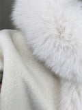 genuine natural fox fur shawl with tassel half sleeve fox fur cuffs big size - LVCOMEFF