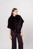 knitted mink fur cape mini shawl with hood 210721
