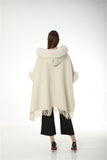 genuine natural fox fur shawl with tassel half sleeve fox fur cuffs big size - LVCOMEFF
