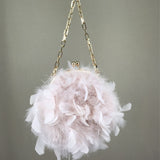 real turkey feather handbag mini 2023 luxurious purse party flower pink color - LVCOMEFF