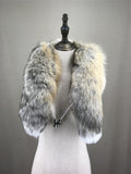 natural fox fur scarf 2023 furry classic Drawstring  fox tail