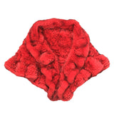 knitted rex rabbit fur shawl cape with rose flower falbala for dinner party - LVCOMEFF