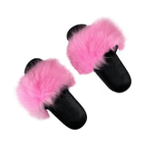 faux fur pink color slippers sandals 2023 y2k furry pink blue purple color - LVCOMEFF