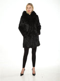 lady real rabbit fur coat with hood with fox fur trimmming 2023 winter warm - LVCOMEFF