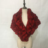knitted rex rabbit fur shawl cape with rose flower falbala for dinner party - LVCOMEFF