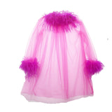 Women Ostrich Feather Sheer Mesh Pullover Top Oversized Long Sleeve T Shirt 2023 - LVCOMEFF