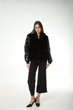 Real rex rabbit fur coat jacket with down sleeves and hat hood chinchilla - LVCOMEFF