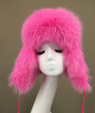 real fox fur trapper hat Aviator Fur Ushanka Eskimo Russian Bomber Hat 2023