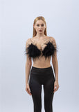 natural ostrich feather bra with diamond shoulder strap 2023 sexy fluffy free shipping