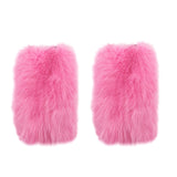 faux fur leg warmer 2023 y2k furry Women Fuzzy Long Boot Cuff Covers pink - LVCOMEFF
