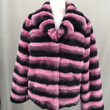 Real rex rabbit fur coat with lapel chinchilla 220607 purple stripe brown 2023 - LVCOMEFF