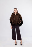 knitted mink fur shawl cape with falbalafor dinner party 210717
