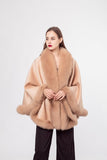 100% content wool coat  shawl with fox hair collar 210730