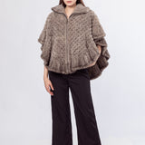 knitted mink fur shawl cape with falbalafor dinner party 210717