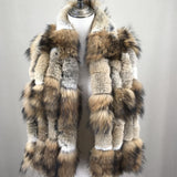 real rex rabbit fur raccoon  fur fox fur scarf 2023 furry classic