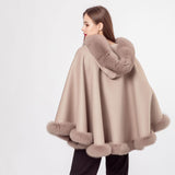 Wool coat 100% content shawl, hat with fox fur brim 210731