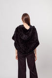 knitted mink fur cape mini shawl with hood 210721