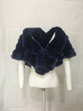knitted rex rabbit fur shawl cape with rose flower falbala for dinner party - LVCOMEFF
