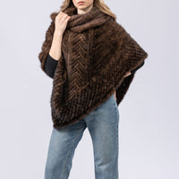 genuine mink fur poncho pullover knitted with high collar sleeveless sweater free shipping