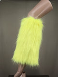 faux fur leg warmer 2023 y2k furry Women Fuzzy Long Boot Cuff Covers pink - LVCOMEFF