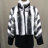 striped real rex rabbit coat with wool 100% hem 220612 patchwork 2023 luxury