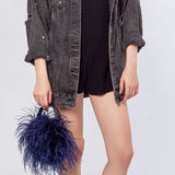natural ostrich feather mini handbag 210715 furry flufffy
