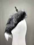 natural fox fur scarf 2023 furry classic Drawstring  fox tail