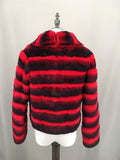 Real rex rabbit fur coat with lapel chinchilla 220606 red stripe 2023 crop top - LVCOMEFF